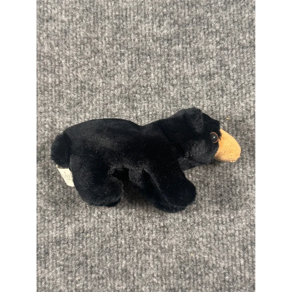 Folkmanis Black Bear Finger Puppet Plush Toy Animal 5.5 Inch Black Tan